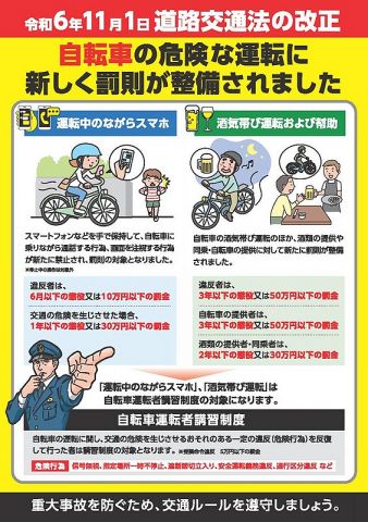 【注意喚起】11月から自転車道交法違反厳罰化