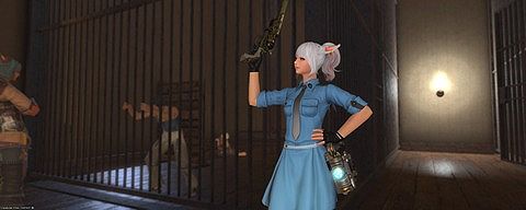 【FF14】ルガ♂だとガチで強そう!ナイトデビル装備で可愛い女性警官やカッコいい警備員風のミラプリができるように!