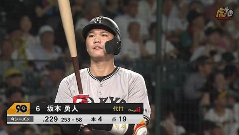 【阪神対巨人16回戦】巨人、7回2アウト一三塁のチャンスで吉川尚輝に代打・坂本