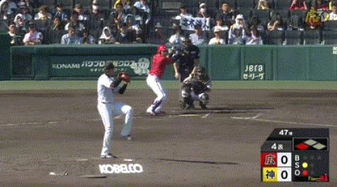 【阪神対広島24回戦】広島、4回に4番野間の犠牲フライで1点先制!!!!!!