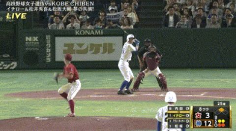 【高校女子選抜vsイチロー選抜】イチロー4安打!!!!!!!!!!!!!!!!!!