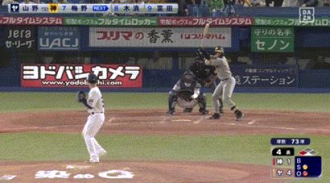 【ヤクルト対阪神25回戦】阪神、4回1アウト三塁から梅野の内野ゴロの間に三塁ランナーが生還し2点差に迫る!!!!!!!!!!!