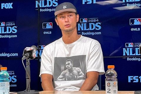 【MLB】パドレスのダルビッシュ有投手、会見で義兄・山本“KID”さんのTシャツ着用して対応　質問した米記者に自ら英語で説明