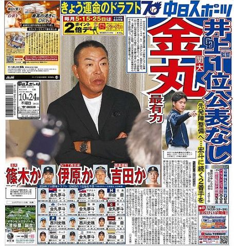 中日・井上監督、1位候補は「僕の中では2、3人」関大・金丸夢斗中心は肯定も明言避ける「戦術と言えばそうかも」