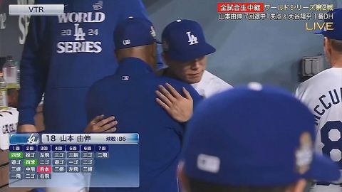 【ワールドシリーズ第2戦】山本由伸 7回途中1失点の圧巻投球!11打者連続アウトの快投!ヤンキース相手に打たれた安打は1発のみ