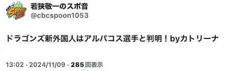 【朗報】中日ドラゴンズ、新外国人獲得が判明!