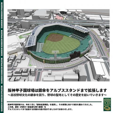 【朗報】甲子園、銀傘を拡張へ!高校野球文化の継承を図る
