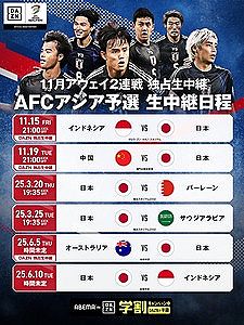 【サッカー】日本代表のインドネシア戦、DAZN史上最多視聴者数を更新!中国戦も『FanZone』は無料視聴可能!