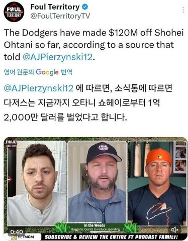 韓国人「「韓国人も衝撃!大谷効果でドジャースが1年で1億2000万ドルを稼いでしまう」→「野球界のテイラー・スウィフト」韓国の反応