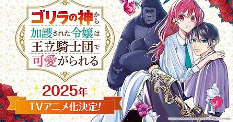 【朗報】なろうの人気作「ゴリラの神から加護された令嬢は王立騎士団で可愛がられる」が2025年テレビアニメ化