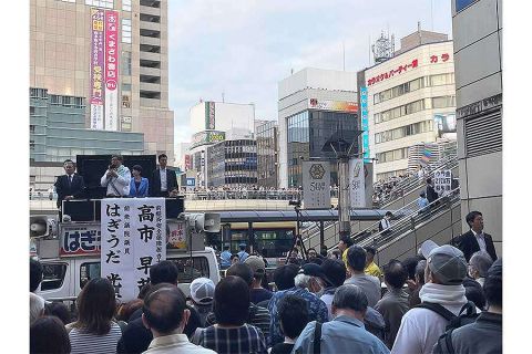 萩生田光一氏の街頭演説で“場外バトル”勃発　「恥を知れ!」執ような裏金問題への抗議活動にガチギレ