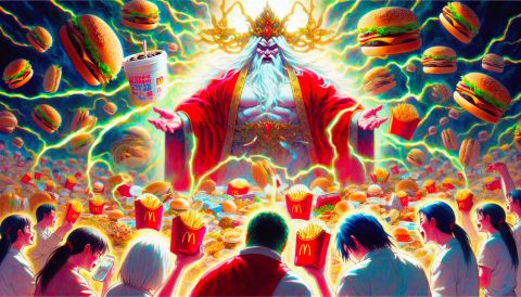 神「マクドナルドで1時間以内に一人で1万円分食べたら1億円やろう」